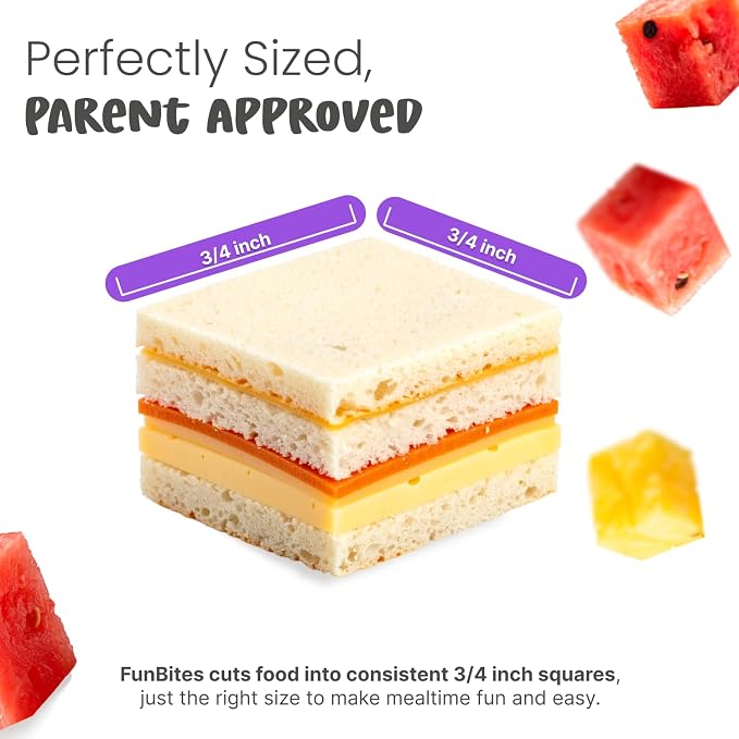 Sandwich Cutter for Kids Lunch, Crustless Bento 2-Pc Set, 1 Pack | Purple Squares food cutter for toddlers, bite-size uncrustable shapes, bento lunch accessory, BPA-free, dishwasher safe