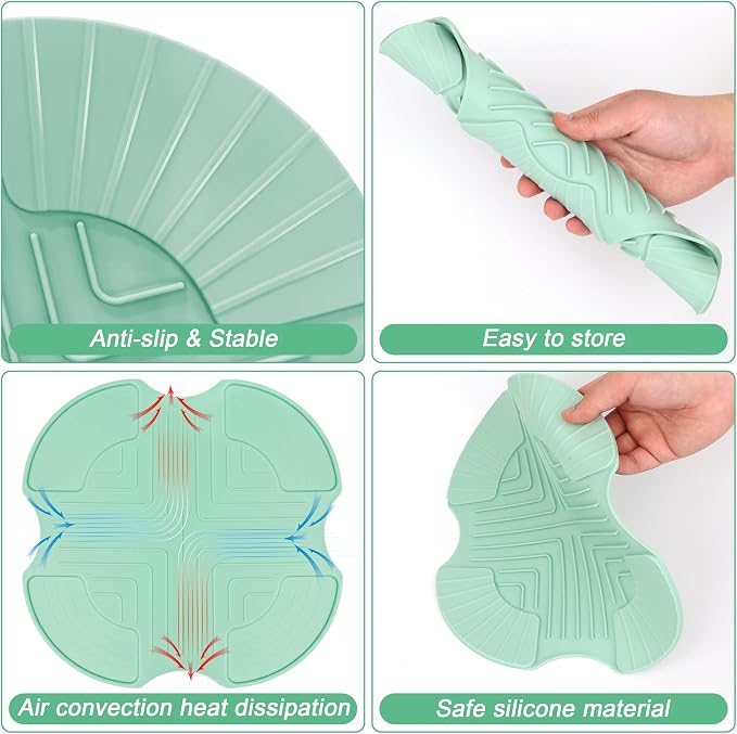 Silicone Heat Resistant Trivet Pad for Ninja Crispi Air Fryer | Non-Slip Mat for Countertops, Easy-Clean, Compatible with Ninja Air FN101GY/FN101SG/FN101ST (Mint Green)