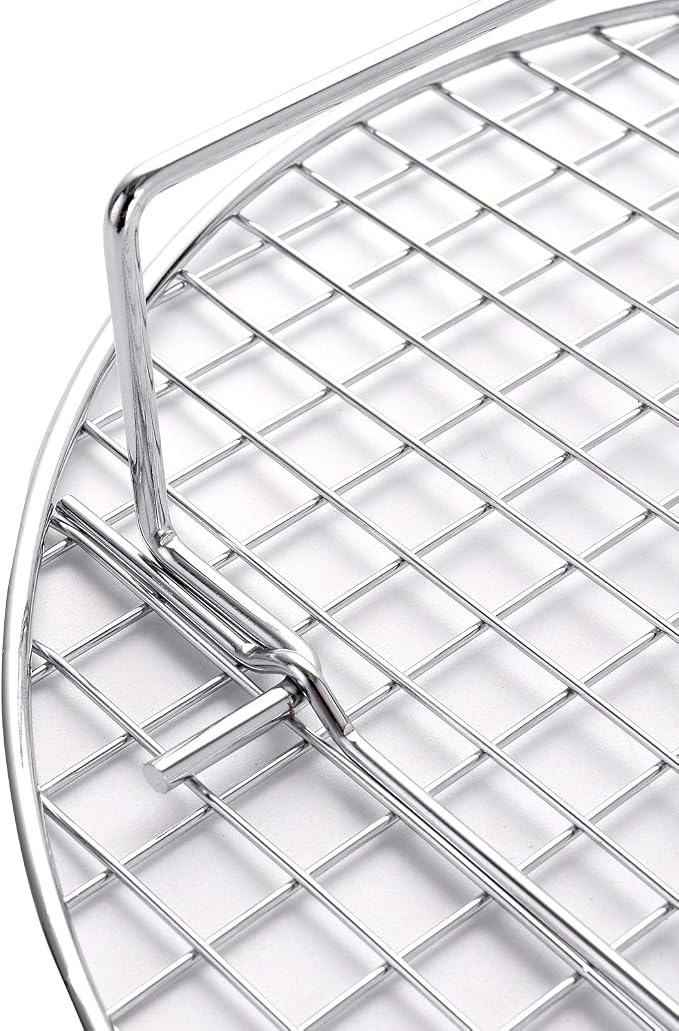 Foraineam 4 Pack 10.5 inch Steamer Rack Round Grilling Rack for Cooling Steaming Baking Cooking, Lifting Food in Pots, Cake Pan, Pressure Cooker and Oven