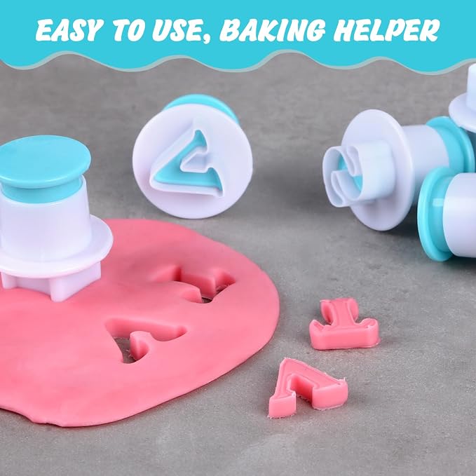 HUAFA 36-Piece Alphabet & Number Cookie Cutter Set with 8 Carving Tools and Cleaning Brush