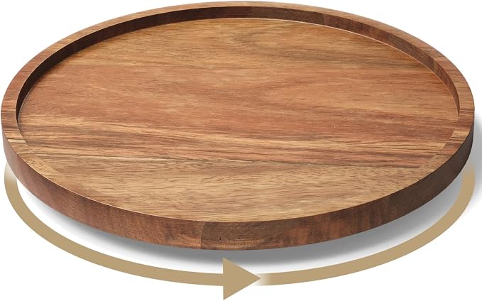 VERTORGAN Lazy Susan Bamboo Organizer for Kitchen,Cabinet(Medium) | 360 Rotating Turntable,Spice Rack,Serving Tray,Pantry Vanity Organizer,Countertop Space-Saver