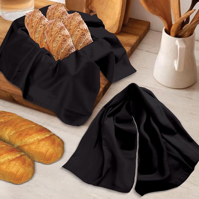 Urban Villa Kitchen Towels Cotton Dish Towels 20”x30” (Set of 3) Black