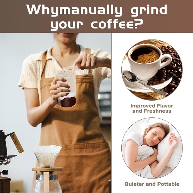 Manual Coffee Grinder with 95 Ceramic Conical Burr, 35 Adjustable Grind Settings, Portable Coffee Mill for Espresso, Pour Over & French Press, Camping & Home