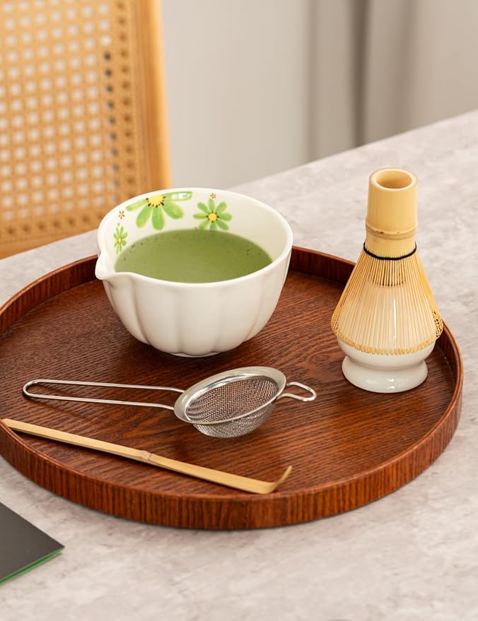 TANG PIN Premium Matcha Set - Japanese Traditional Matcha Making Kit | Matcha Bowl (Chawan), Bamboo Whisk (Chasen) & Holder - Complete Matcha Maker Starter Tools for Matcha Tea & Latt (Daisy)
