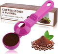 2-in-1 Coffee Scoop with Funnel, 2 Tbsp Measuring Spoon for Reusable K Cups, Ground Coffee, Protein Powder & Tea, Mess-Free Plastic Design（Rose Red-1pack）