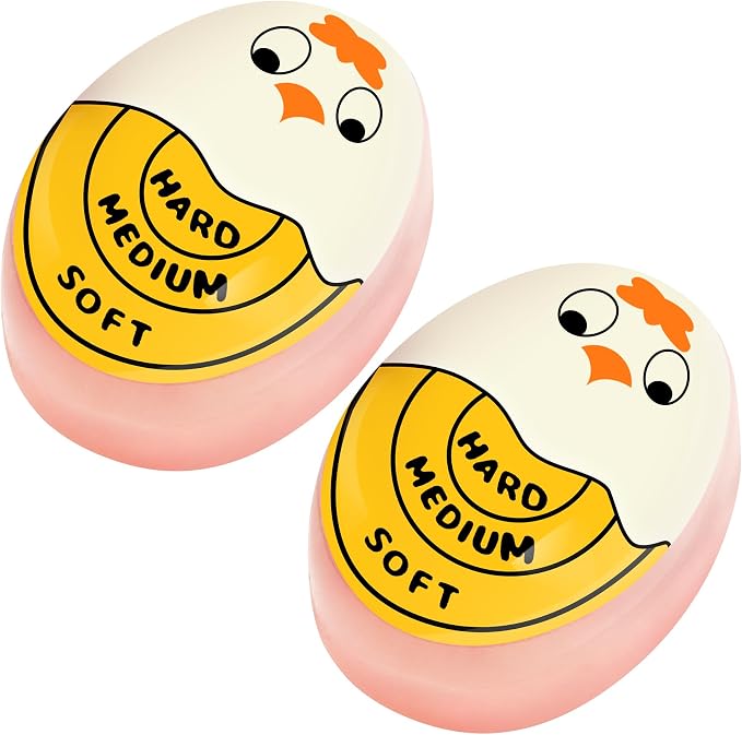 FOREV Egg Timers for Hard Boiled Eggs Timer, Yellow 2pcs | BPA-Free, Color Changing Tells When Eggs are Ready