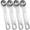 4 PCS 1/2 Teaspoon Scoop, 4.65 X 0.98 Inch Stainless Steel 1/2 Teaspoon Measuring Spoon, Short Handle Design Teaspoons Measuring Spoon for Precise Baking & Cooking, Heavy-Duty Kitchen Tools