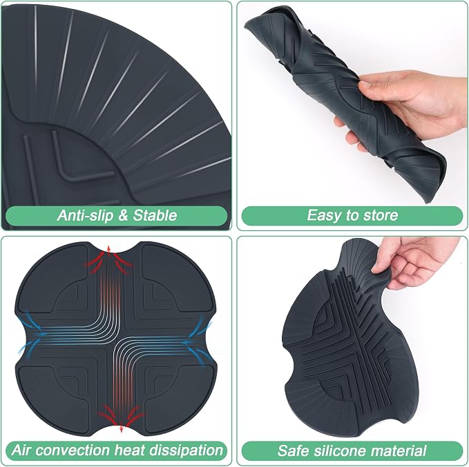 Silicone Heat Resistant Trivet Pad for Ninja Crispi Air Fryer | Non-Slip Mat for Countertops, Easy-Clean, Compatible with Ninja Air FN101GY/FN101SG/FN101ST (Dark Gray)