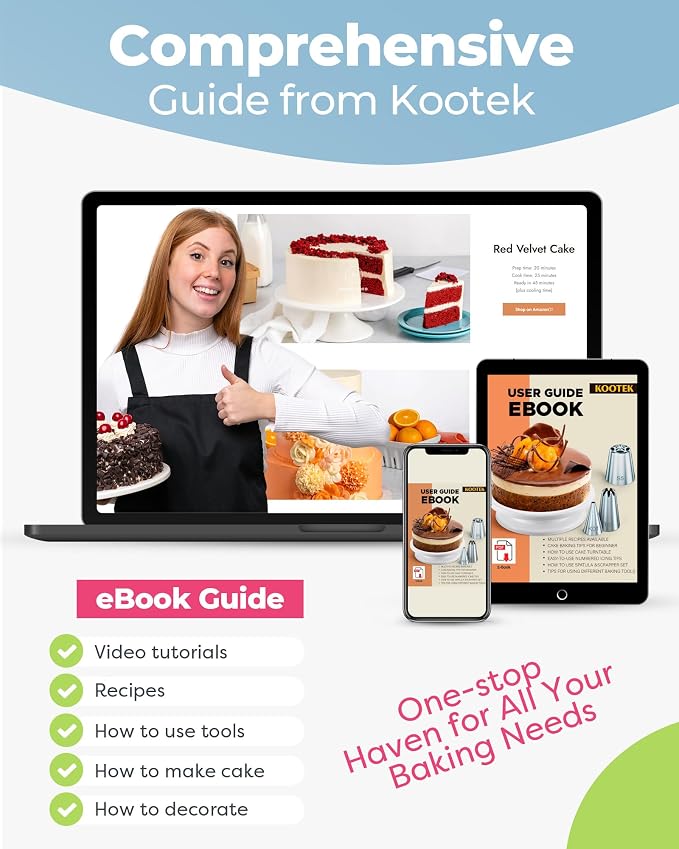 Kootek 90 Russian Piping Tips Set Frosting Piping Kit for Beginners & Pros | Piping Bags and Tips Set, Cake Decoarting Supplies Kit, 25+15 Piping Tip, 30+1 Pastry Bag, for Cupcake Cookie Cake Decorating