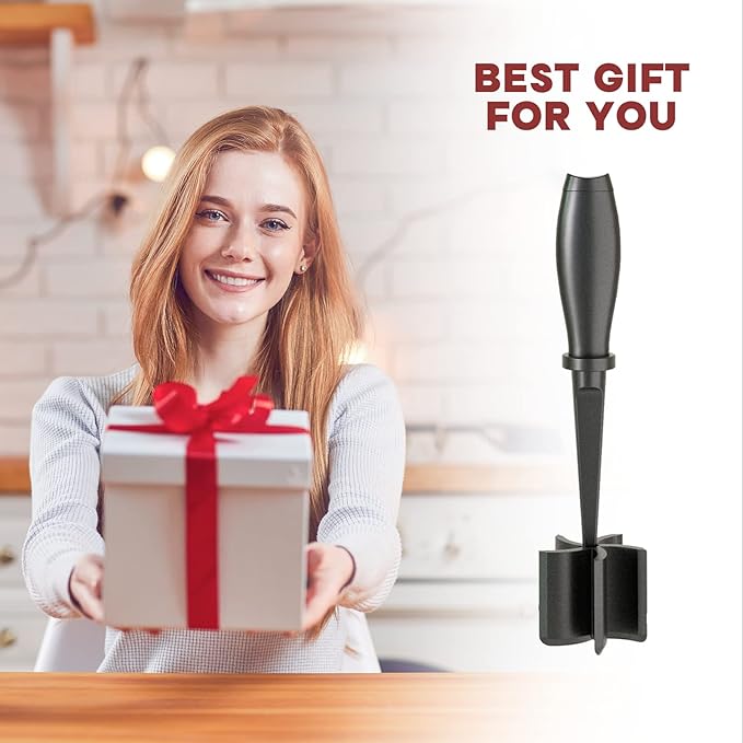2Pack Meat Chopper Upgrade Hamburger Smasher, Masher for Ground Beef | Heat Resistant, Food-Grade Nylon, for Ground Turkey/Chicken and More, Non Stick Mix Grinder, Dishwasher Safe, Black