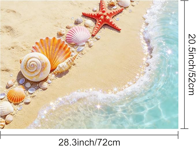 HOMETITUTE Summer Stove Top Covers for Electric Stove 28x20 Inches Heat Resistant Glass Cooktop Protector Pad Coastal Seashell Beach Decorative Stovetop Cover for Kitchen Coffee Bar Decor
