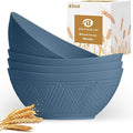 65 OZ Wheta Straw Bowls Set - Unbreakable Large Salad Bowl 4 PCS, Large Capacity Kitchen Bowls Microwave & Dishwasher Safe Serving Bowl for Salad, Popcorn, Chip (Blue)