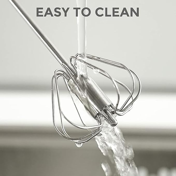 Stainless Steel Whizzy Whisk, Semi Automatic Whisk Egg Whisks Mixer for Stirring, Blending, Whisking, & Beating Blender, Hand Push Mixer (10 inches)
