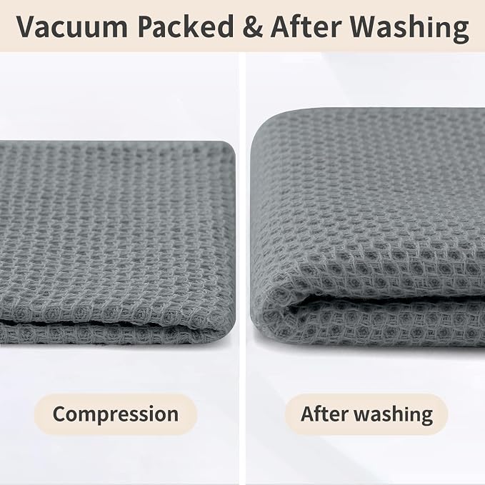 Homaxy 12 Pack 100% Cotton Kitchen Towels and Dishcloths Set, Grey | 12 x 12 Inches and 13 x 28 Inches Kitchen Towels Set, Ultra Soft Absorbent Dish Cloths for Washing Dishes