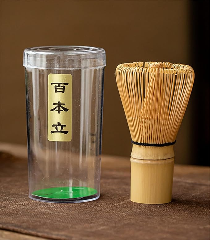 Matcha Whisk - Bamboo Whisk for Matcha Powder, Handcrafted Organic Traditional Japanese Chasen, 100-Prong Matcha Stirrer Wisk Mixer Brush for Authentic Tea Preparation