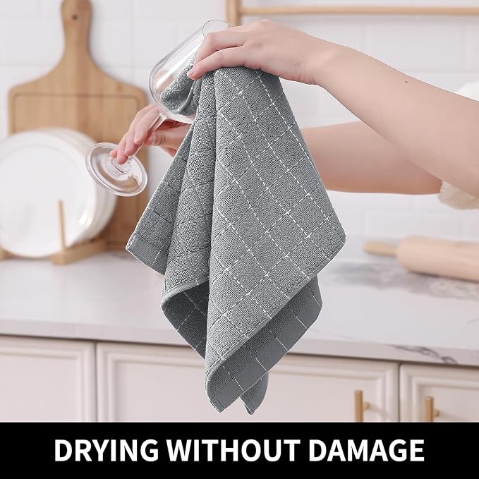 Homaxy 100% Cotton Terry Kitchen Towels, 5 Pack, Grey | Ultra Soft and Absorbent Dish Towels for Kitchen, Suitable for Drying and Washing Dishes