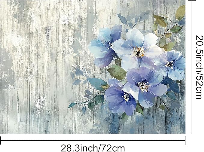 HOMETITUTE Blue Blossom Stove Top Cover 28x20 Elegant Floral Diatomite Mat
