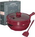 TIBORANG 11 Inch Nonstick Frying Pan with Lid,8-in-1 Multipurpose Cookware | 5 Qt Deep Sauté Pan Skillet with Steamer, PFOA-Free, Dishwasher & Oven Safe, Induction Compatible, Stay-Cool Handle,Ruby Red