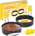4 Inch Large Egg Rings for Frying Eggs, 2 Pack Stainless Steel Egg Cooking Rings Nonstick Round Egg Shaper Mold with Anti-scald Handle for English Muffins Pancake Cooking Griddle