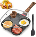 4 Cup Egg Pan with Lid, Nonstick Fried Egg Skillet for Breakfast, Black | Aluminum Non Stick, Bakelite Handle, For Pancake, Burger, Sandwiches, Suitable For Gas Stove & Induction Cooktop