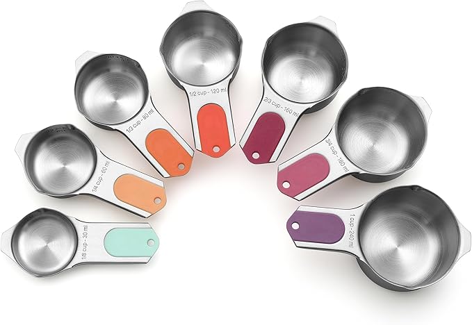 Spring Chef Magnetic Stainless Steel Measuring Cups Set of 7, Desert Sunset | Patented Metal Measuring Cups for Measuring Dry or Liquid Ingredients, Easy to Read Markings, Dishwasher Safe Magnetic Cups