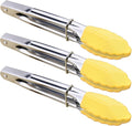 HINMAY 7-Inch Mini Tongs with Silicone Tips, Set of 3 (Yellow) | 7-Inch Small Serving Tongs