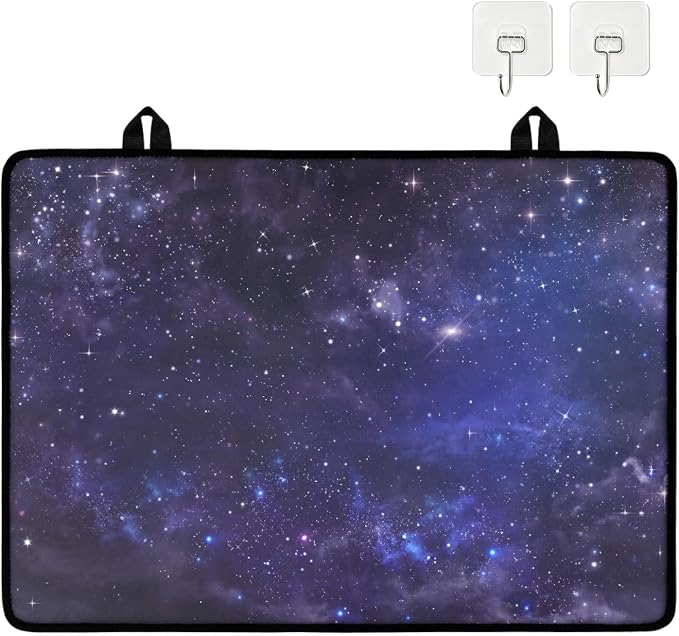 Navy Blue Galaxy Star Stove Top Covers for Electric Stove, Outer Space Nebula Glass Stovetop Cover with Lanyard Galaxy Universe Pattern Countertop Protector Mat for Kitchen 28 x 20 Inch