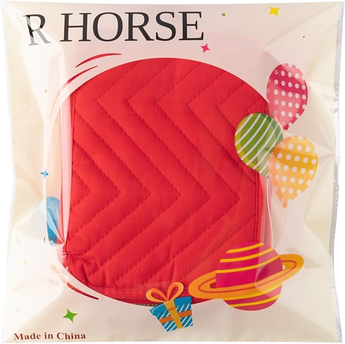 R HORSE 6 Pack Red Pot Holders with Pocket for Kitchen, 7''x 9'' | Cotton Kitchen Potholder, Heat Resistant Oven Mitts, Non-Slip Hot Pads Terry Cloth, Ideal for Baking, Cooking, Christmas Gift