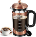 YMMIND 34 Ounce French Press Coffee Maker Copper Stainless Steel Coffee Press, with 4-Level Filter System, Heat Resistant Thickness Borosilicate Glass, BPA-Free Brewed Coffee Pot for Camping Gifts