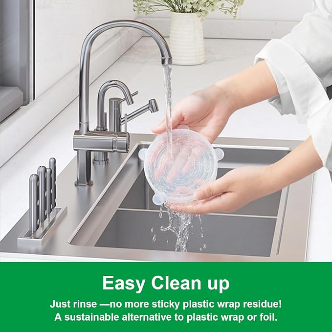 Small Silicone Stretch Lids – 6 Pack Reusable Food Covers,Flexible Silicone for Bowls, Containers, Fruits – Airtight & Leakproof Seal for Kitchen Storage (Transparent)