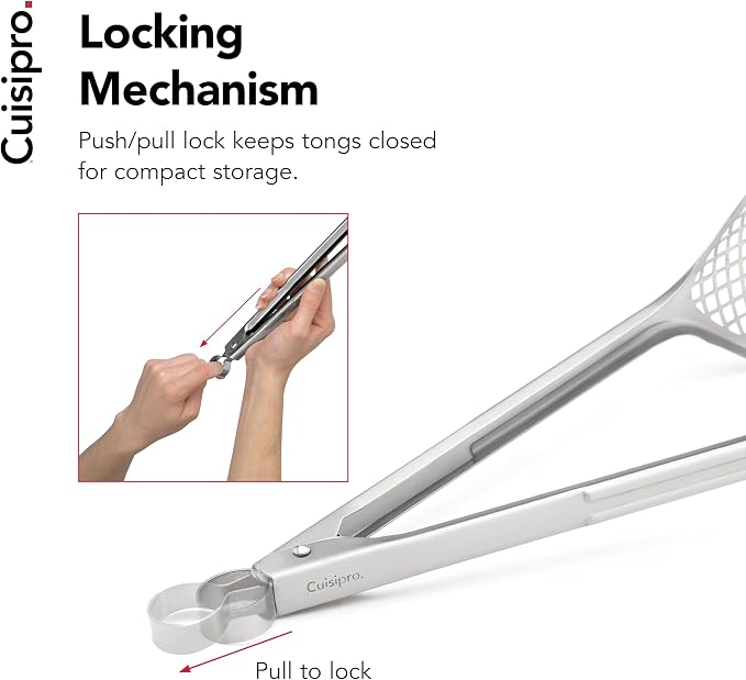 Cuisipro Stainless Steel Wide Grill/Fry Tongs, 12-Inch