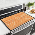 Basketball Court Stove Top Covers for Electric Stove Parquet Indoor Court Sport Glass Top Gas Stove Pad Heat Resistant Range Cooktop Mat for Kitchen 28"x20"