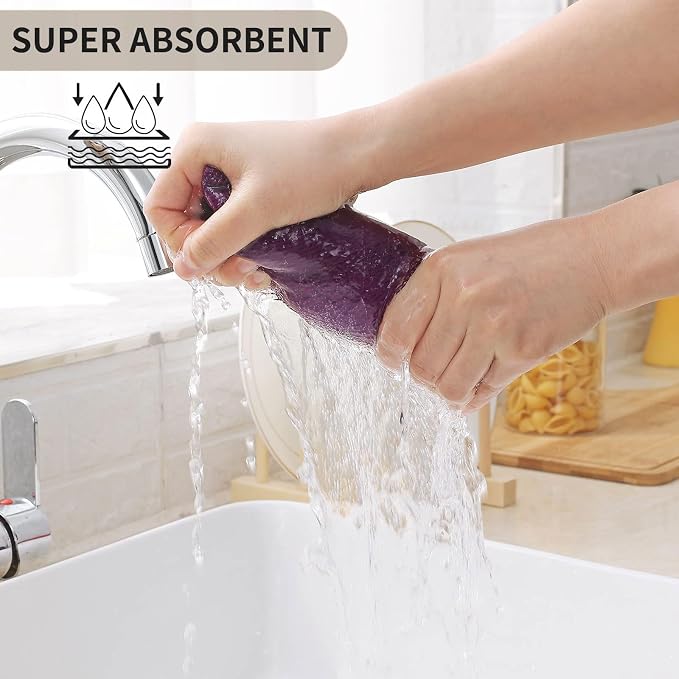 Kitinjoy 100% Cotton Waffle 4-Pack Kitchen Towels, 13" x 28", Violet | Super Soft, Ultra-Absorbent, Fast Drying, lightweight, Quick Drying Kitchen Hand Towels