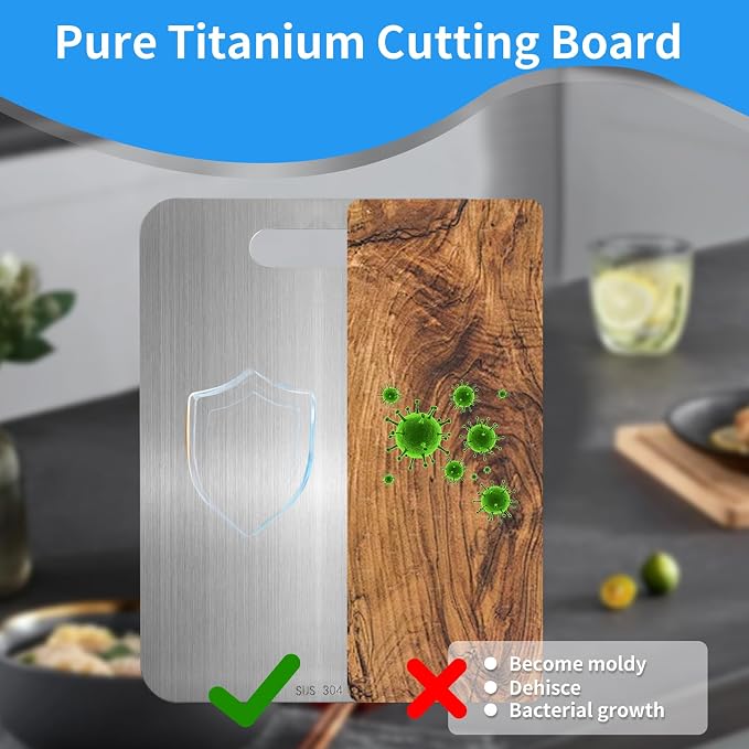 Titanium Cutting Boards for Kitchen, Food Grade 304 Stainless Steel Cutting Board Set for Meat Fruit and Vegetable (15.1 * 11 & 13.4 * 9 & 10 * 5.5 Inch)