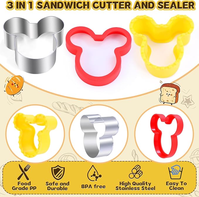 12 Pcs Sandwich Cutter and Sealer Set, Bread Decruster Pancake Maker DIY Cookie Cutters Vegetable Cutter Shapes for Kids, Ideal for School Lunch Boxes and Bento Boxes Boys Girls