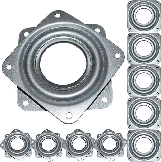 10Pack 3Inch Lazy Susan Hardware Square Rotating Bearing Plate Turntable | Lazy Susan Hardware Base for Serving Trays Kitchen Storage Racks Craft Table Zinc Plated Steel Swivel Plate 500lbs Capacity