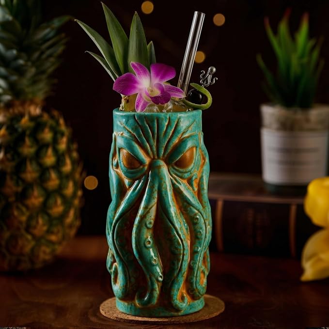 Kraken Ceramic Tiki Mug, 18 oz Hi Ball 1 pc Set