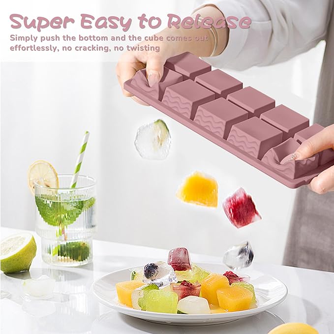 3-Pack Ice Cube Trays with Lid, 10 Cubes 2 Tbsp, Silicone Tray for Freezer | BPA Free, Leak-proof Lid, Freeze Ice Cubes, Chocolates, Sauces, Juices, Fruit Purees, Meal Prep, Cocktail, Coffee, Soup, Food