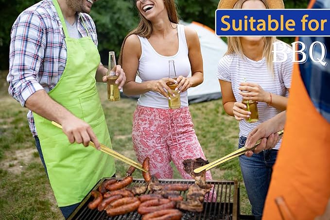JETKONG 2 Pcs 18 Inch (45cm) Stainless Steel Grill Tongs Heavy Duty Giant Tweezer Tongs, Extra Large Tweezers Tools for Cooking, Grilling, BBQ and Turning Food (Gold)