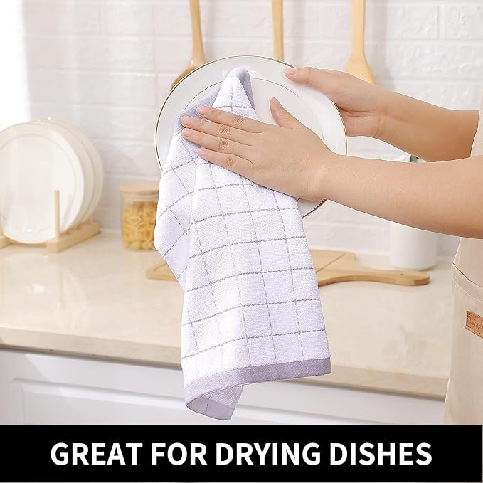 Homaxy 100% Cotton Terry Kitchen Dish Cloths, 8 Pack, White | Ultra Soft and Absorbent, Suitable for Drying and Washing Dishes