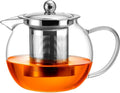 Baalaka Glass Teapot with Infuser, Clear Tea Pot for Stove, 22 oz/650 ml | Tea kettle, tea maker and brewer with removable 18/8 stainless steel infuser for loose leaf or blooming tea, camping, travel