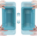 Blue Ginkgo Over Sink Colander, Extendable Kitchen Strainer, 2-Pack, Teal | Fits Most Sinks. Rinse, Drain and Dry with Ease.