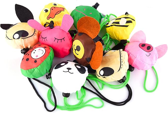 10PCS Animals Folding Shopping Bags Reusable Shopping Tote Compact Eco Bags | Reusable Grocery Bags Foldable Machine Washable Reusable Shopping Bags,Lightweight Polyester Fabric