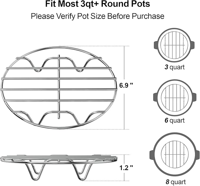 Instant Pot Trivet Rack - Steamer Rack Set, 7 and 9 Inch, 2 Pack | Two Size Set, 304 Stainless Steel, 7 and 9 Inch Racks, Pressure Cooker, Cooling, Canning, Dutch Oven, Multi-Use Support