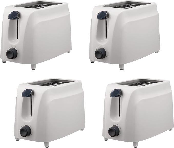 Brentwood Toaster Cool Touch, 2-Slice, White (Pack of 4)