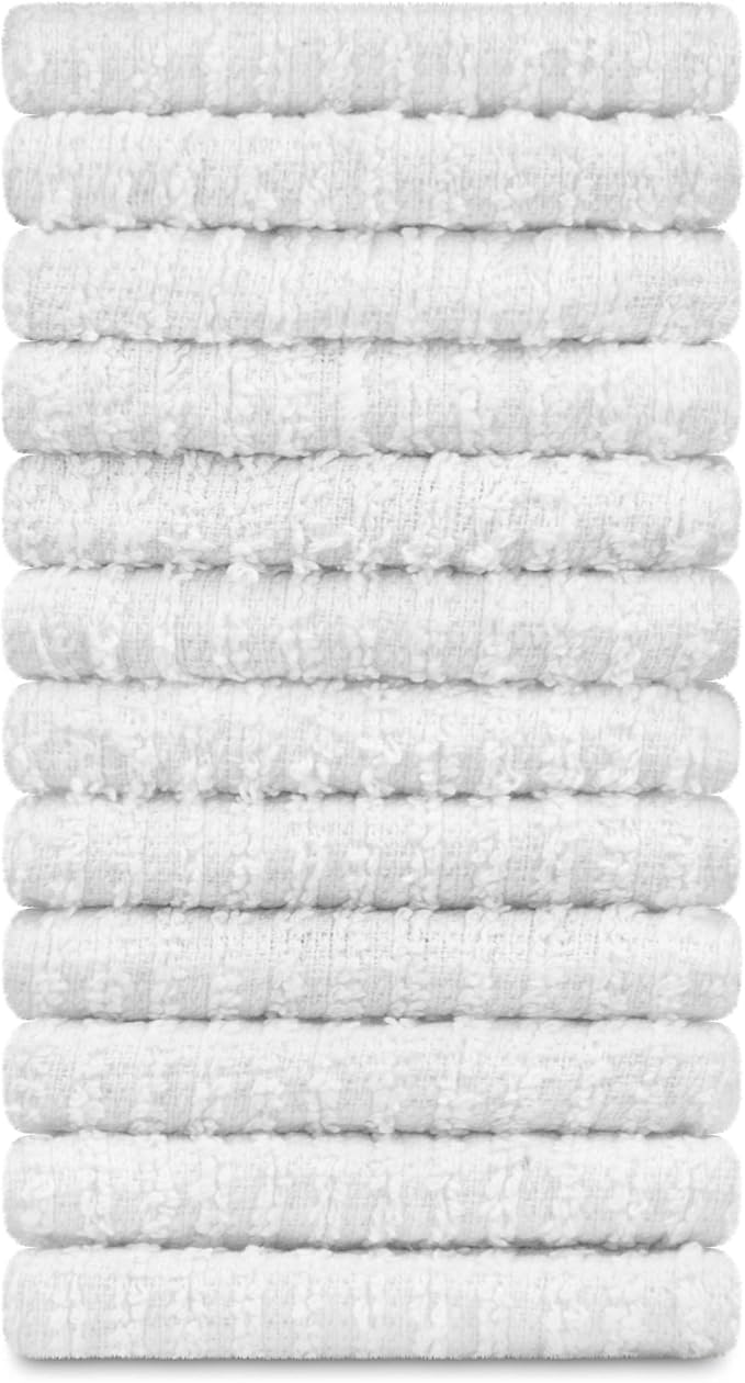 12 Pack 100% Cotton Bar Mops, 12 x 12 in, Ultra Absorbent