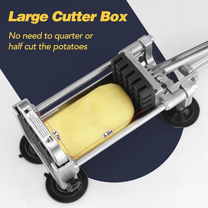 French Fry Cutter, Ruooson Professional Potato Cutter Slicer with 1/2 In & 1/4 In Stainless Steel Blades,Great for Whole Potatoes Carrots Cucumbers.