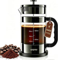 QUQIYSO French Press Coffee Maker 34oz, Thickened Glass Coffee French Press | Stainless Steel Coffee Press, 4 Filter Easy to Clean, Cold Brew Coffee Maker, Suitable for Kitchen Party Gifts(Dark Pewter)