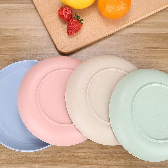10 Inches Unbreakable Wheat Straw Plates - Reusable Plate Set - Dishwasher & Microwave Safe - Perfect for Dinner Dishes - Healthy, BPA Free & Eco-Friendly (10 Inches)