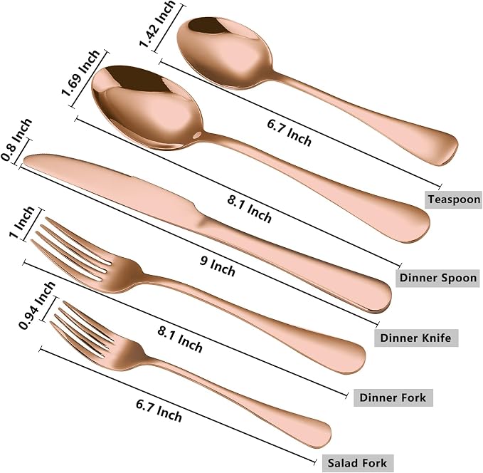 Rose Gold Silverware Set for 4, Flatware Cutlery Set 20 Piece | Premium Stainless Steel Tableware Set, Include Knife Fork and Spoon, Mirror Polished, Ready for Any Dinner or Weddings